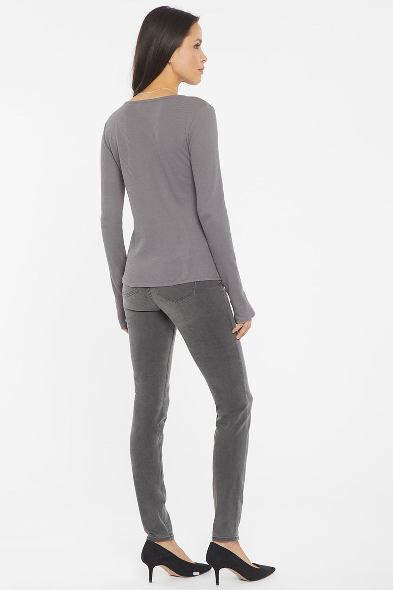 Grey Women's NYDJ Long Sleeved Henley Shirts | NZ 269NDOEIB