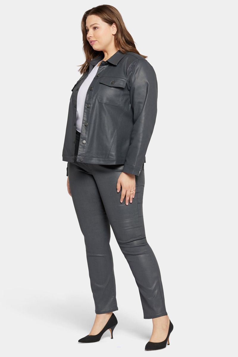 Grey Women's NYDJ Plus Coated Denim Jackets | NZ 327ZYTAVM