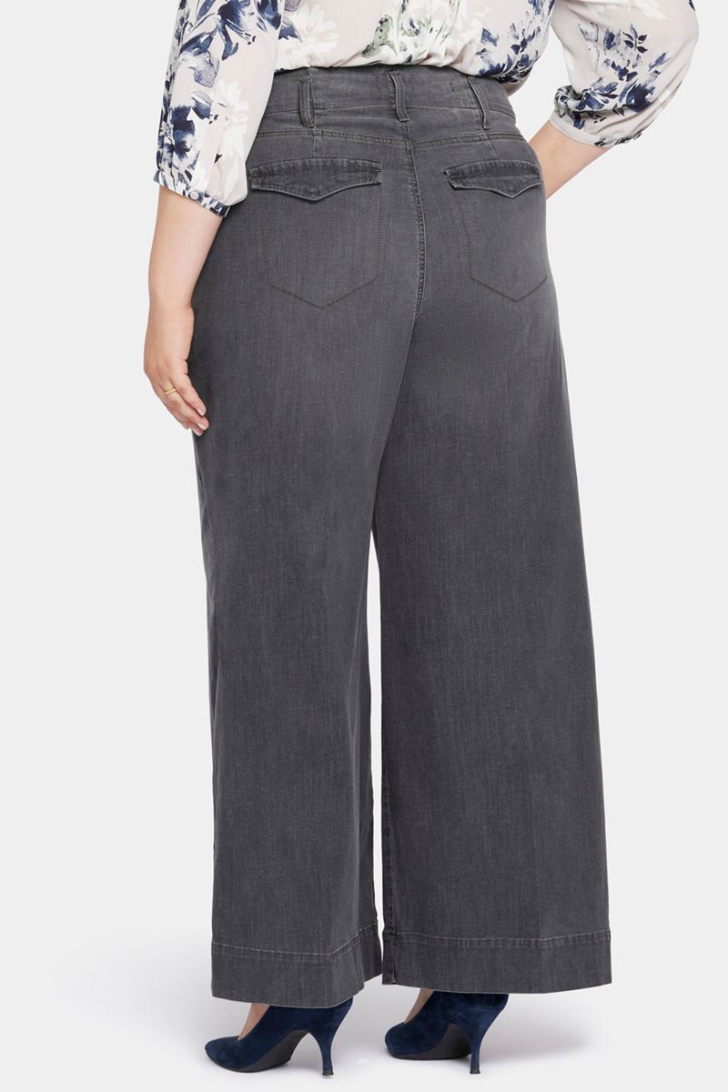 Grey Women's NYDJ Plus Mona Wide Leg Trouser Jeans | NZ 541HBAWKD