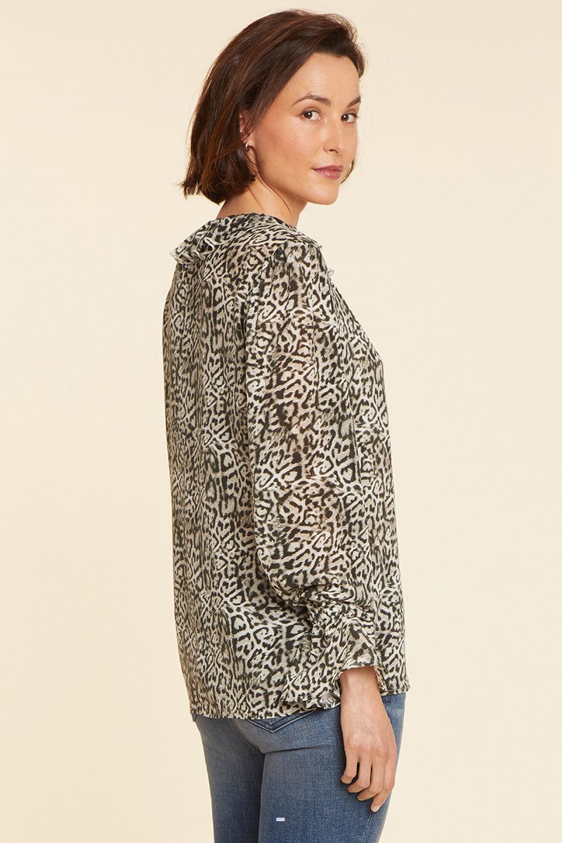 Leopard Women's NYDJ Ruffled Silk Blouse | NZ 371DSULMT