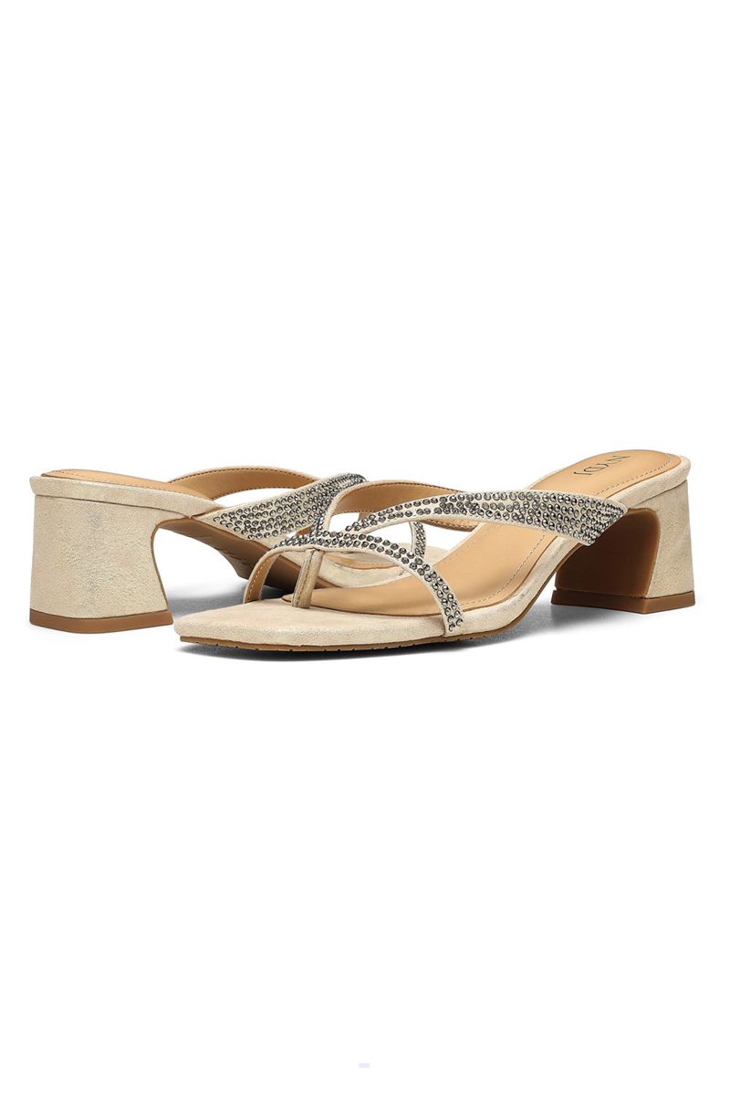 Light Gold Women's NYDJ Glynn Block Heel Sandals | NZ 539KAWDXY