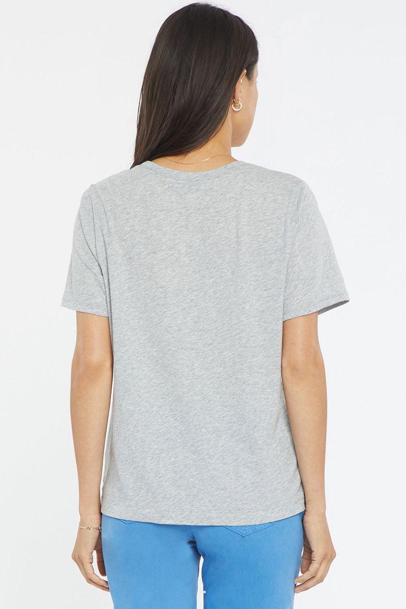 Light Grey Women's NYDJ Crewneck Pocket T-Shirts | NZ 039RUVEFA