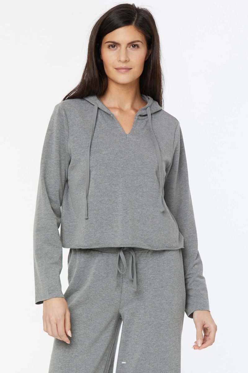 Light Grey Women's NYDJ Cropped Pullover Hoodie | NZ 017LQHAIN