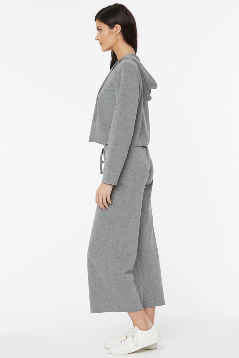 Light Grey Women's NYDJ Cropped Pullover Hoodie | NZ 017LQHAIN