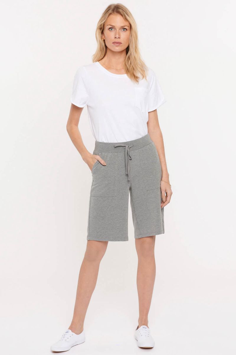 Light Grey Women\'s NYDJ Drawstring Bermuda Shorts | NZ 136KQMWYO