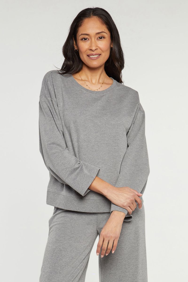 Light Grey Women\'s NYDJ Relaxed Sweatshirts | NZ 134HDSKRL