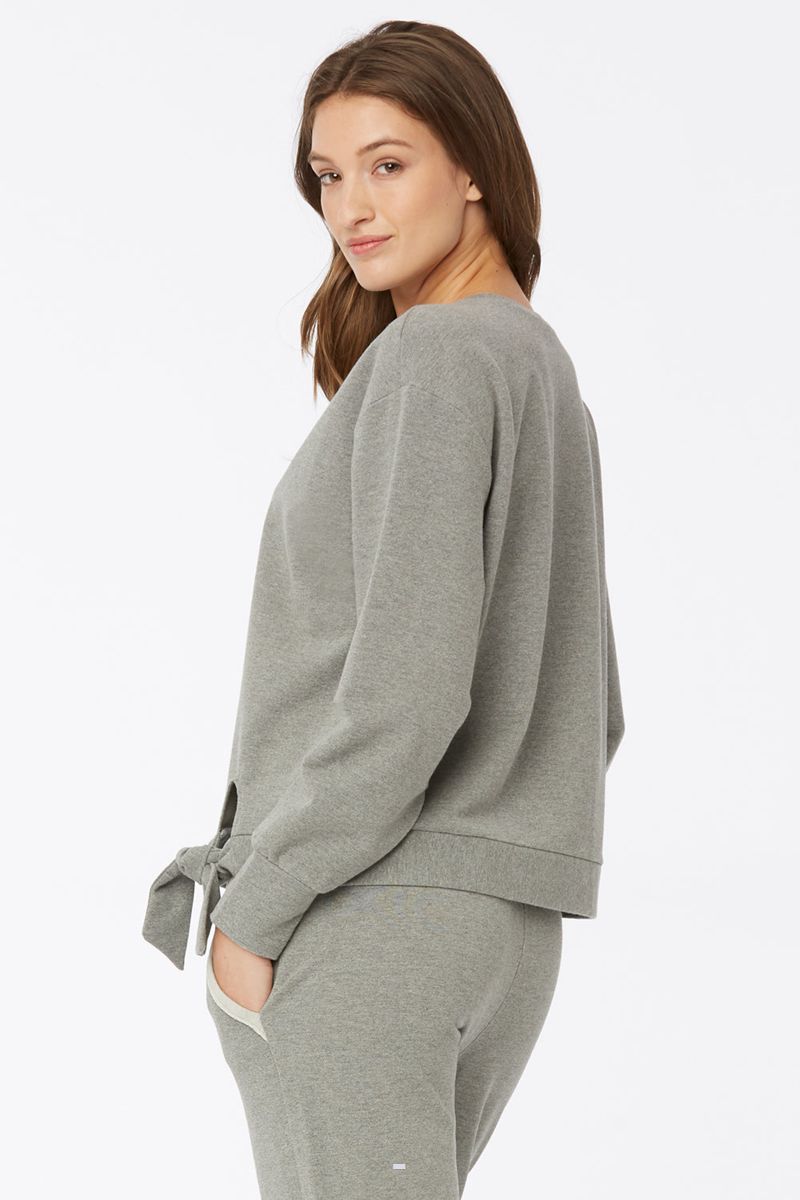 Light Grey Women's NYDJ Tie Front Sweatshirts | NZ 381UXHZCN