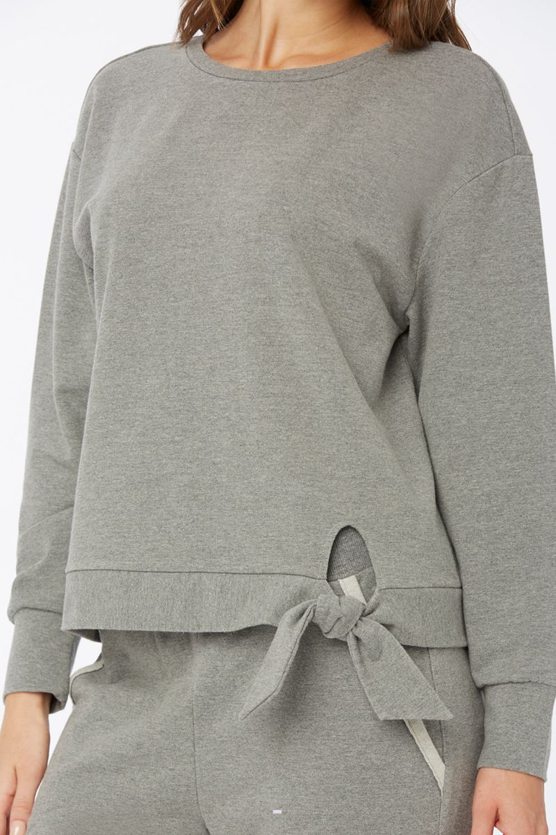 Light Grey Women's NYDJ Tie Front Sweatshirts | NZ 381UXHZCN