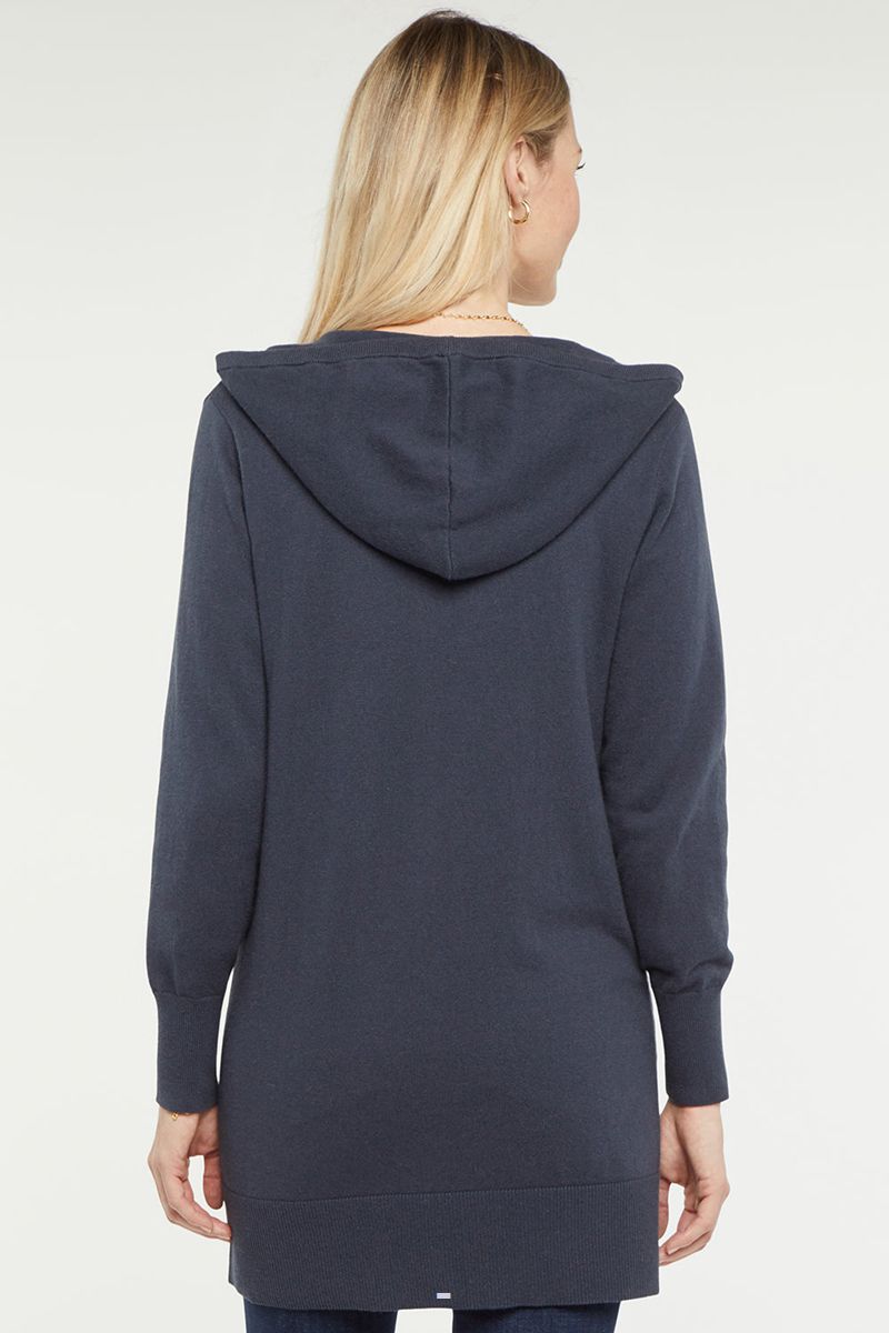 Navy Women's NYDJ Cardigan Hoodie | NZ 851ROAXFN