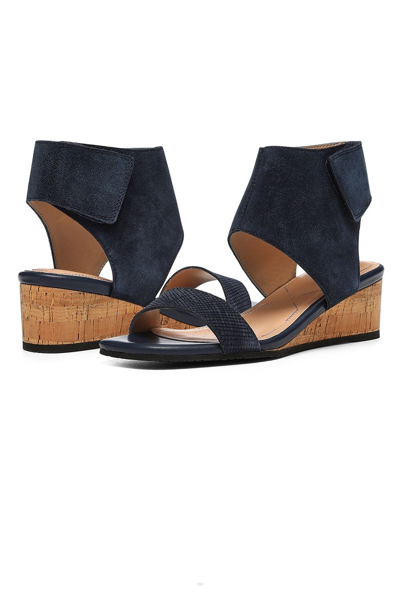 Navy Women's NYDJ Costa Wedge Sandals | NZ 540EZNTVD