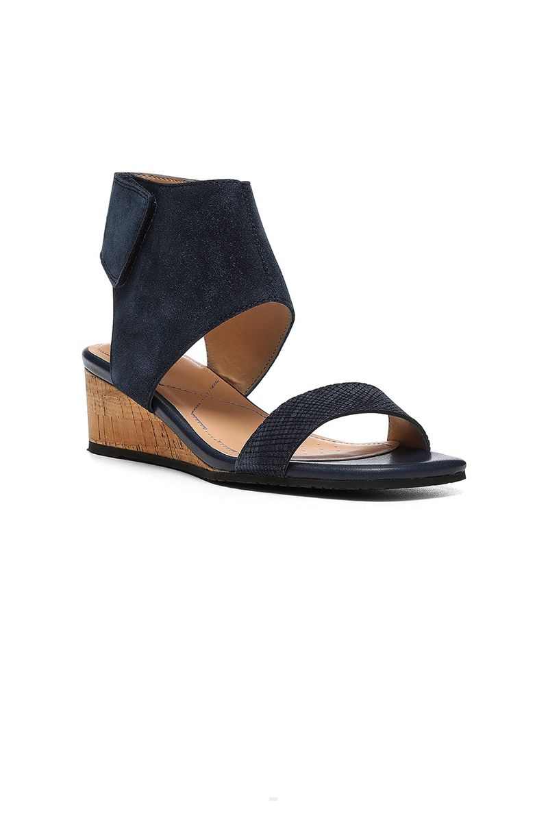 Navy Women\'s NYDJ Costa Wedge Sandals | NZ 540EZNTVD