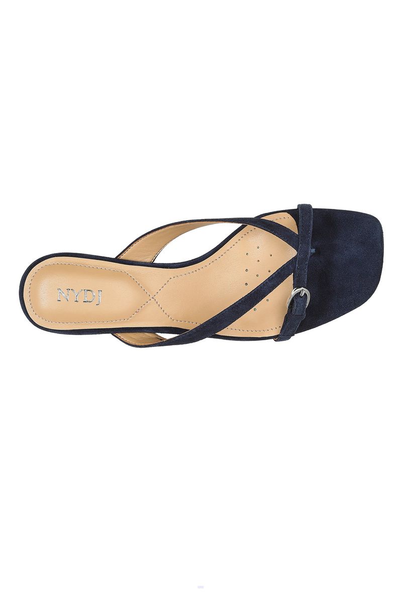 Navy Women's NYDJ Glam Block Heel Sandals | NZ 594FQHUXM