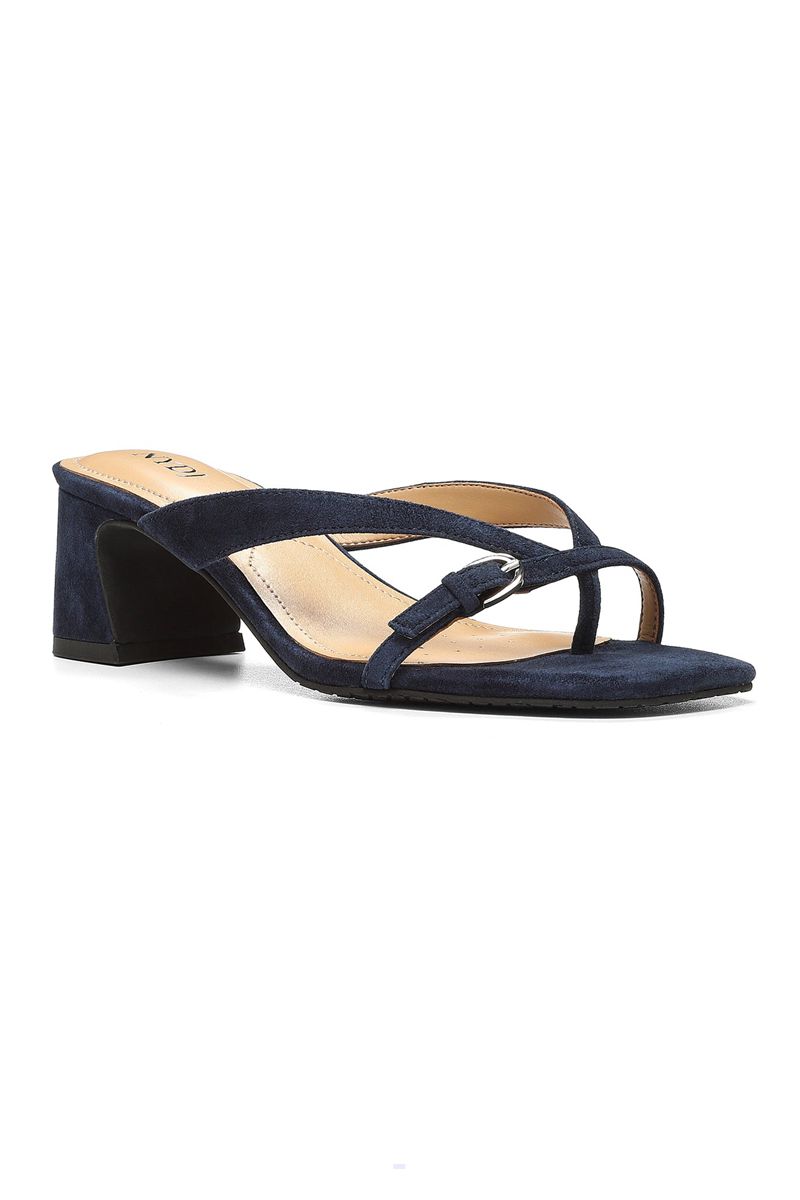 Navy Women\'s NYDJ Glam Block Heel Sandals | NZ 594FQHUXM