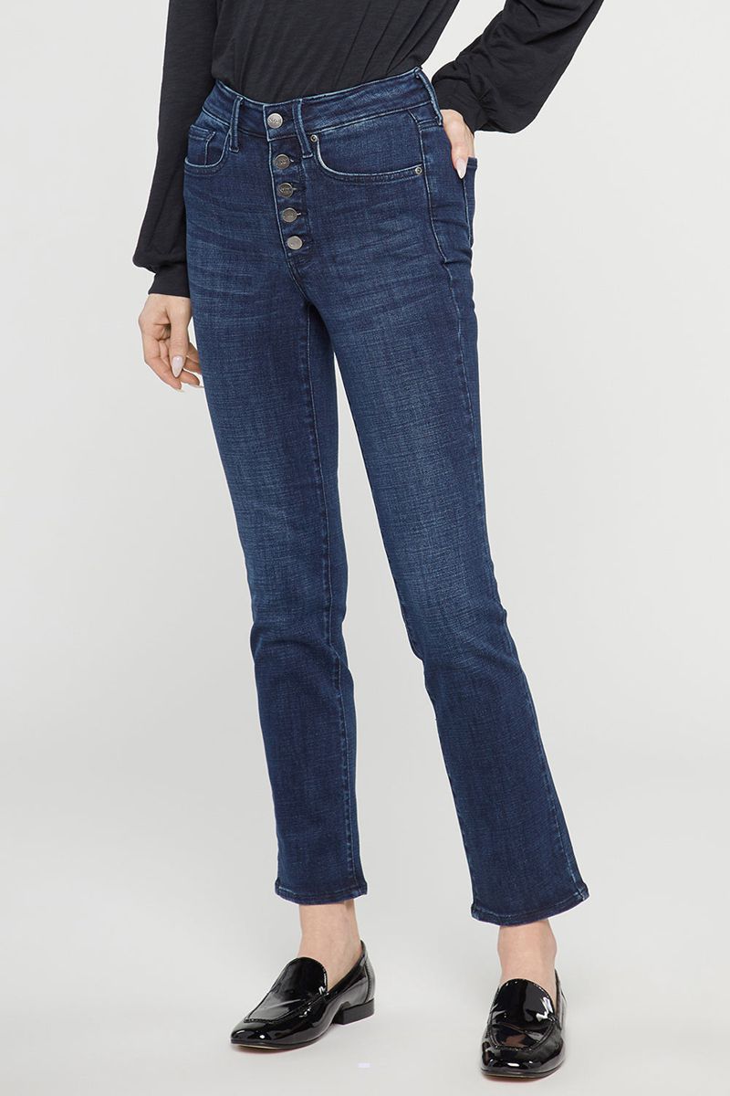 Navy Women's NYDJ High Straight Jeans | NZ 937DJQTSN