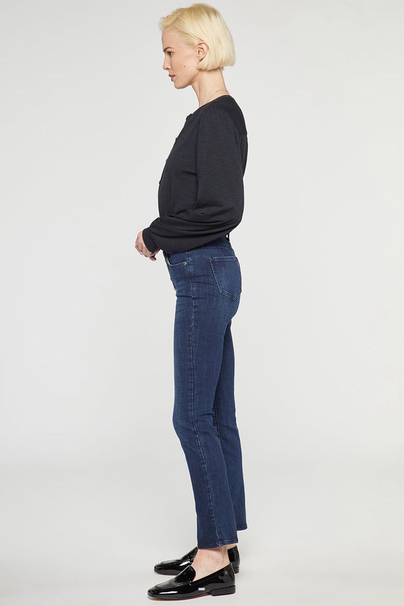 Navy Women's NYDJ High Straight Jeans | NZ 937DJQTSN