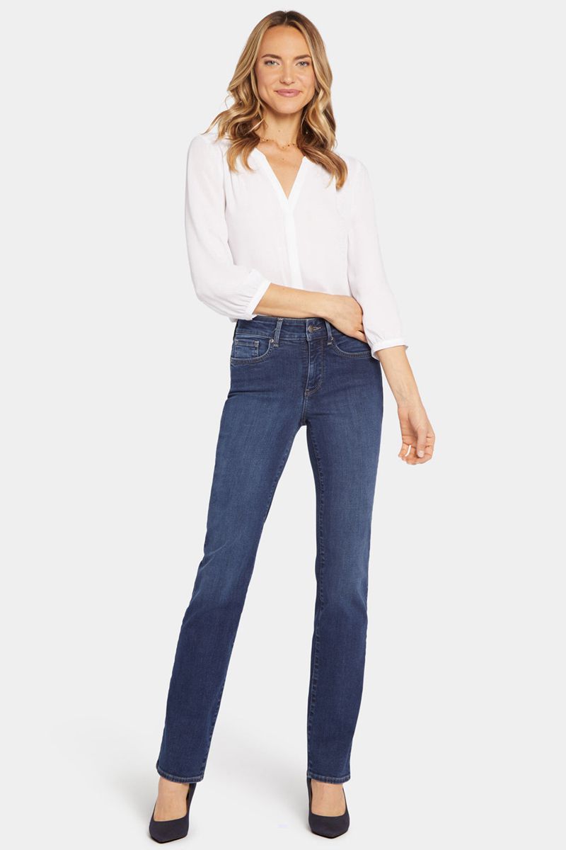 Navy Women's NYDJ Marilyn Straight Jeans | NZ 482ITBQVC