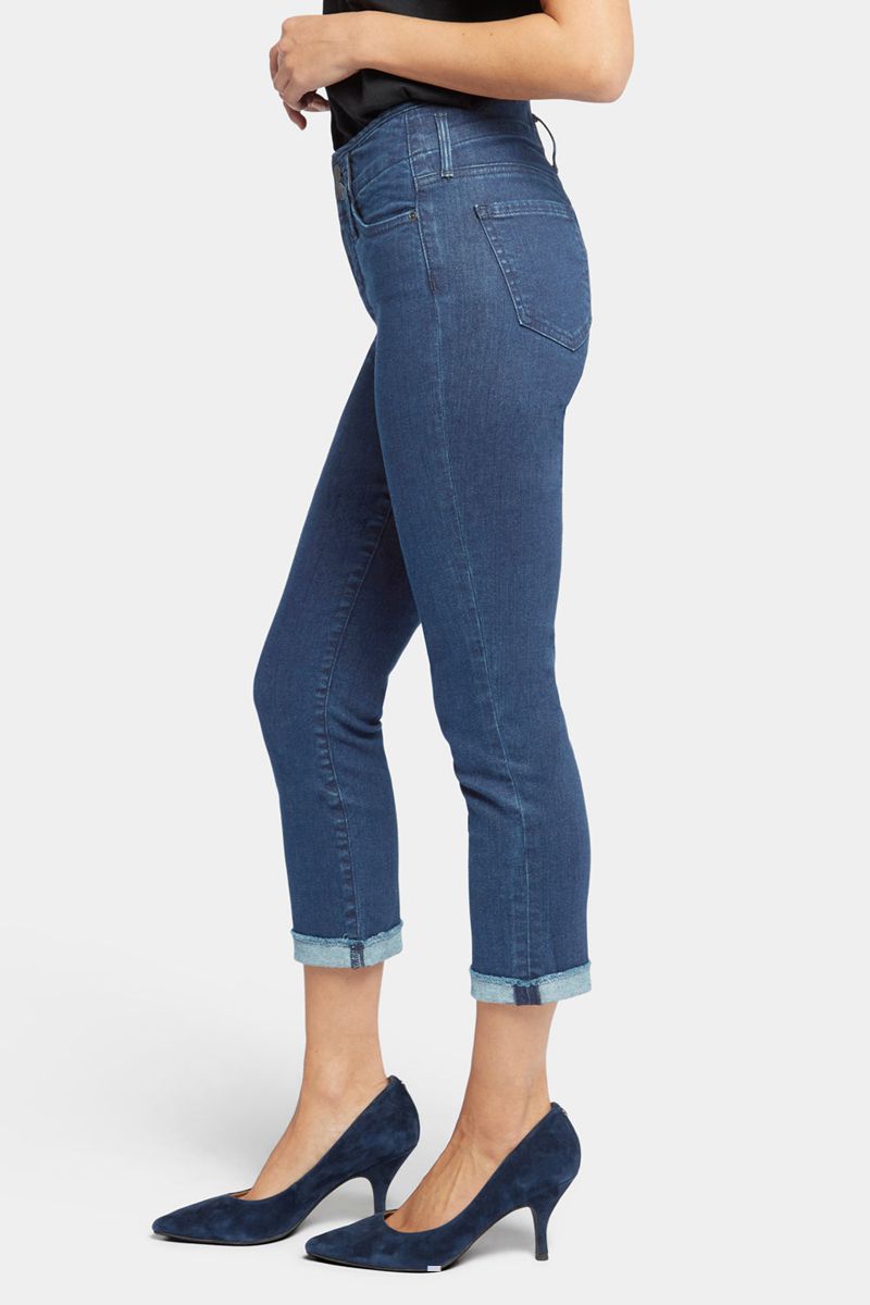 Navy Women's NYDJ Petite Chloe Capri Jeans | NZ 657HQNEMR