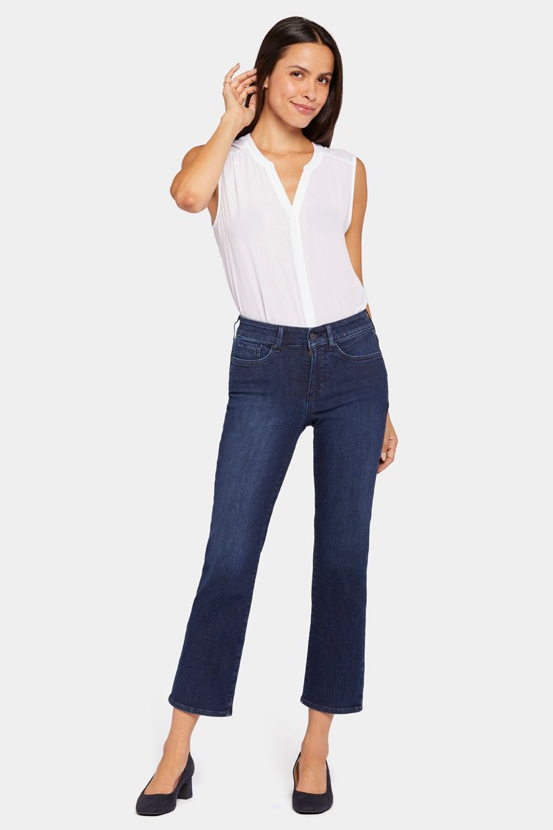 Navy Women's NYDJ Petite Marilyn Straight Ankle Jeans | NZ 051JQPRXU