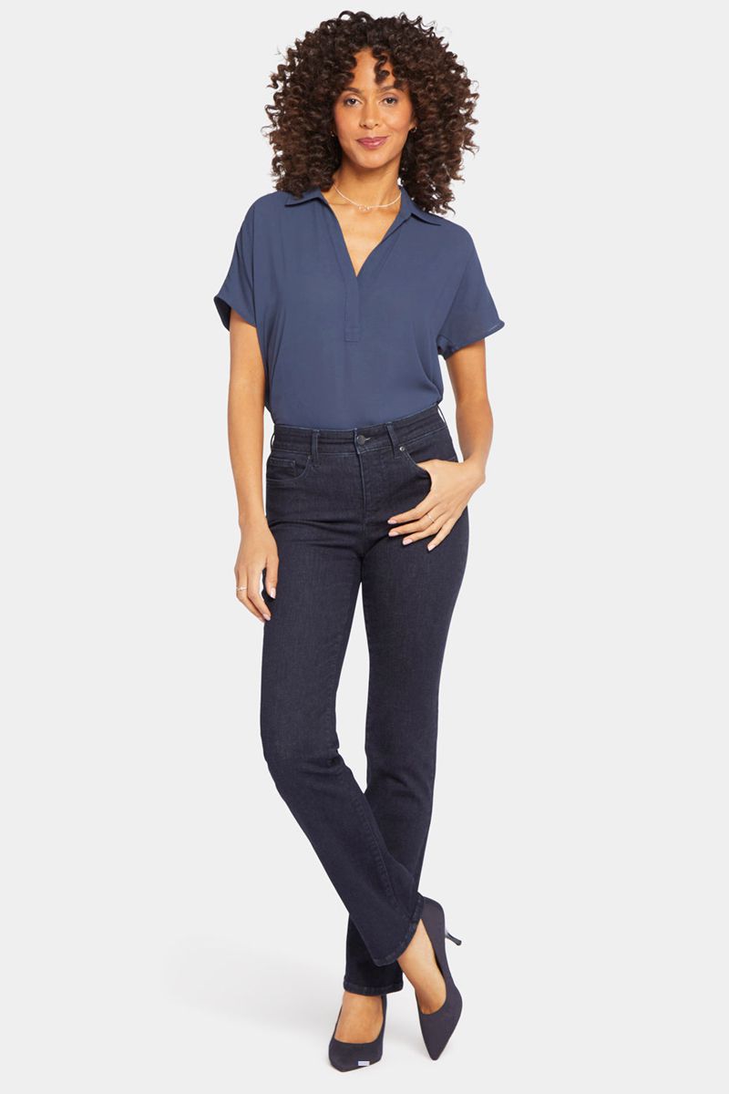 Navy Women's NYDJ Petite Marilyn Straight Jeans | NZ 547ONDTSK