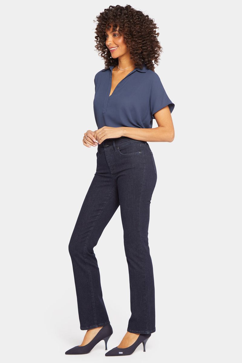 Navy Women's NYDJ Petite Marilyn Straight Jeans | NZ 547ONDTSK