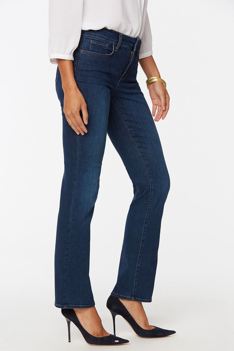 Navy Women's NYDJ Petite Marilyn Straight Jeans | NZ 782EOXNZI