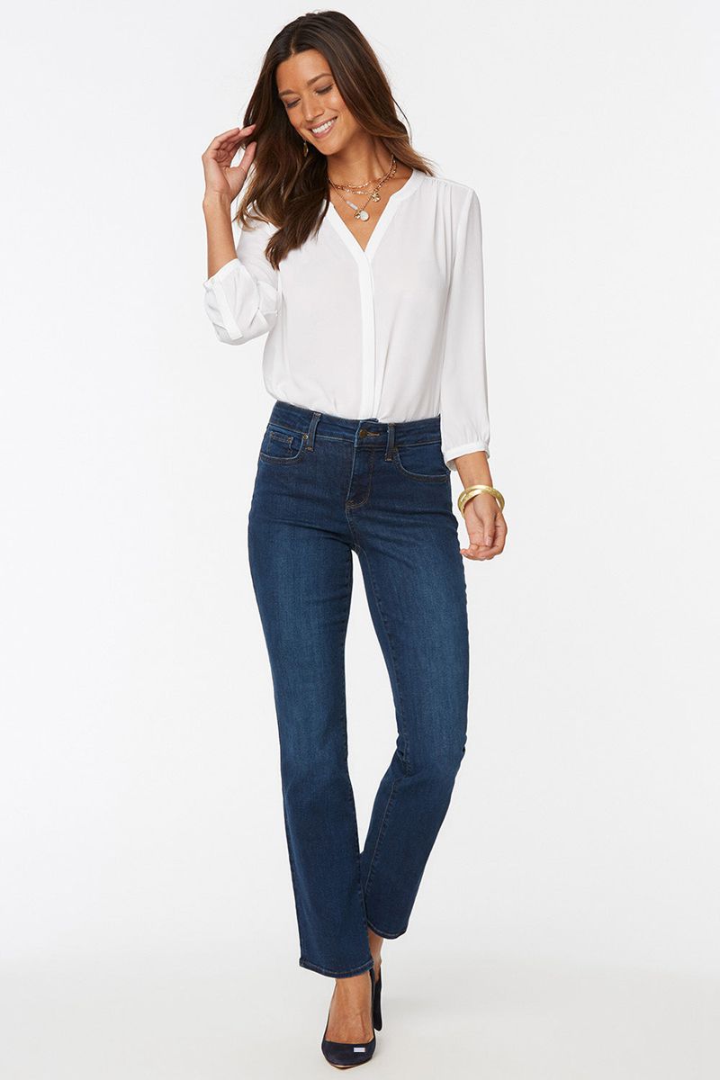 Navy Women's NYDJ Petite Marilyn Straight Jeans | NZ 782EOXNZI