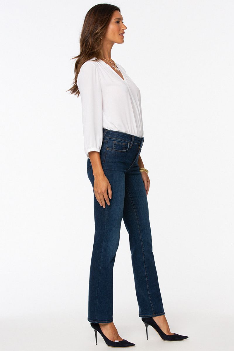 Navy Women's NYDJ Petite Marilyn Straight Jeans | NZ 782EOXNZI