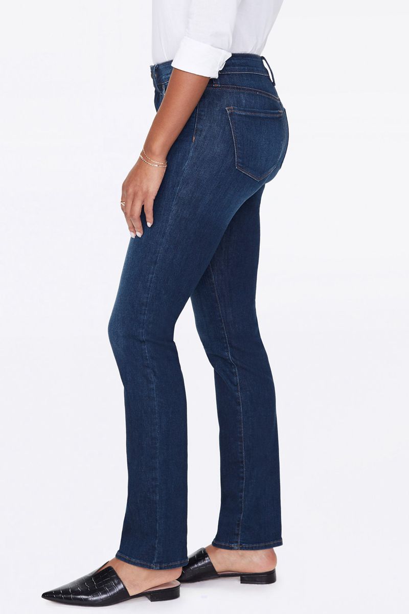 Navy Women's NYDJ Petite Marilyn Straight Jeans | NZ 782EOXNZI