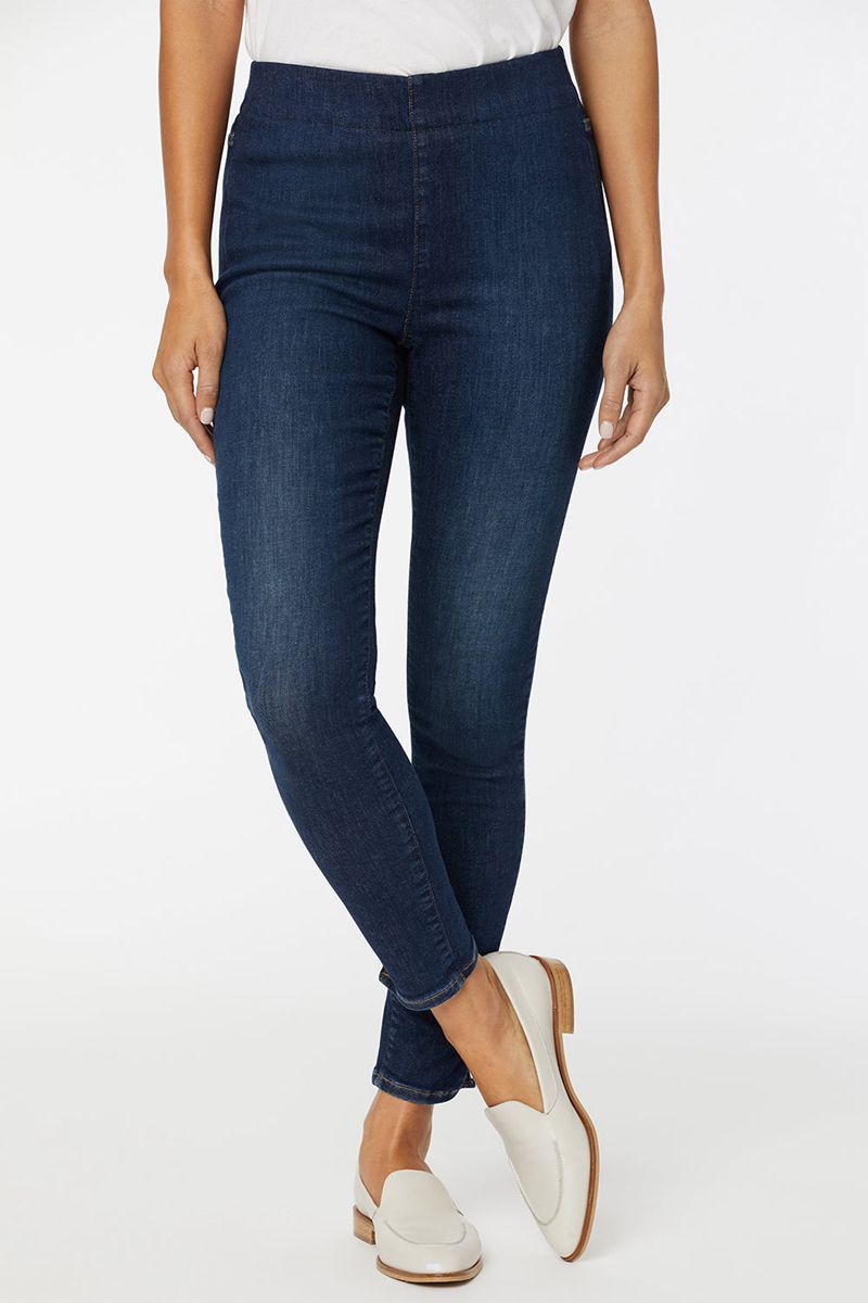 Navy Women's NYDJ Petite Super Skinny Ankle Pull-On Jeans | NZ 374HWZFCE