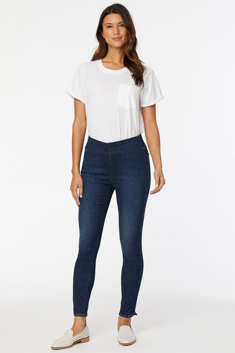 Navy Women's NYDJ Petite Super Skinny Ankle Pull-On Jeans | NZ 374HWZFCE