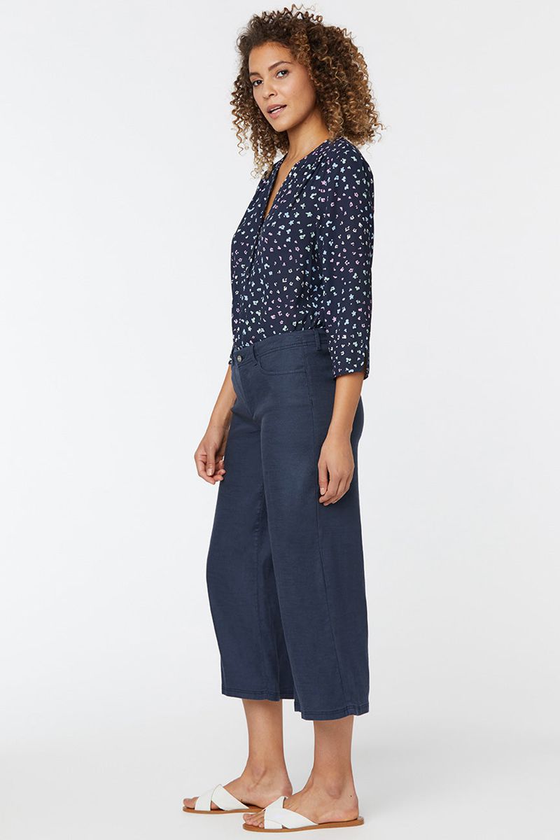 Navy Women\'s NYDJ Petite Wide Leg Crop Pants | NZ 359JZCLGF