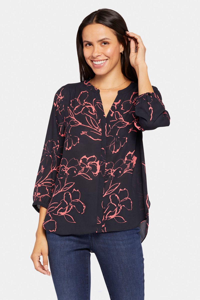 Navy Women's NYDJ Pintuck Blouse | NZ 830RCMBUW