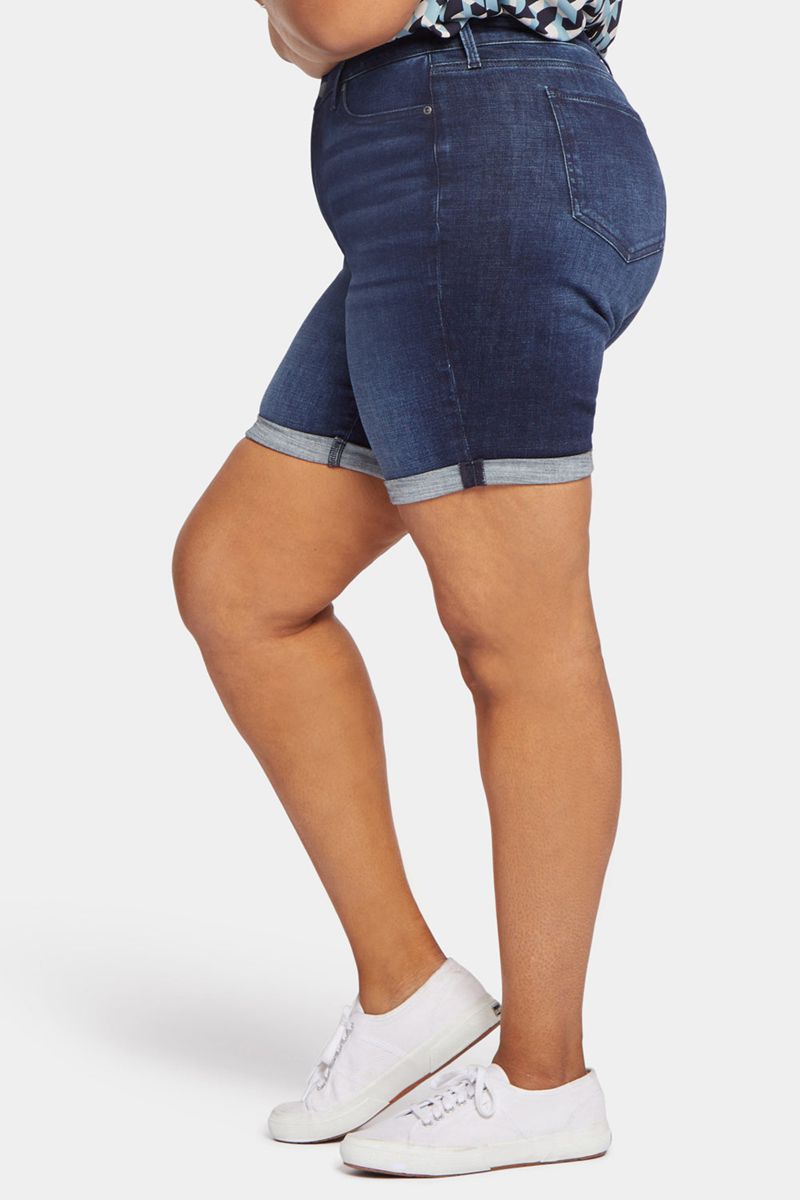 Navy Women's NYDJ Plus Ella Denim Shorts | NZ 094BWVUXK