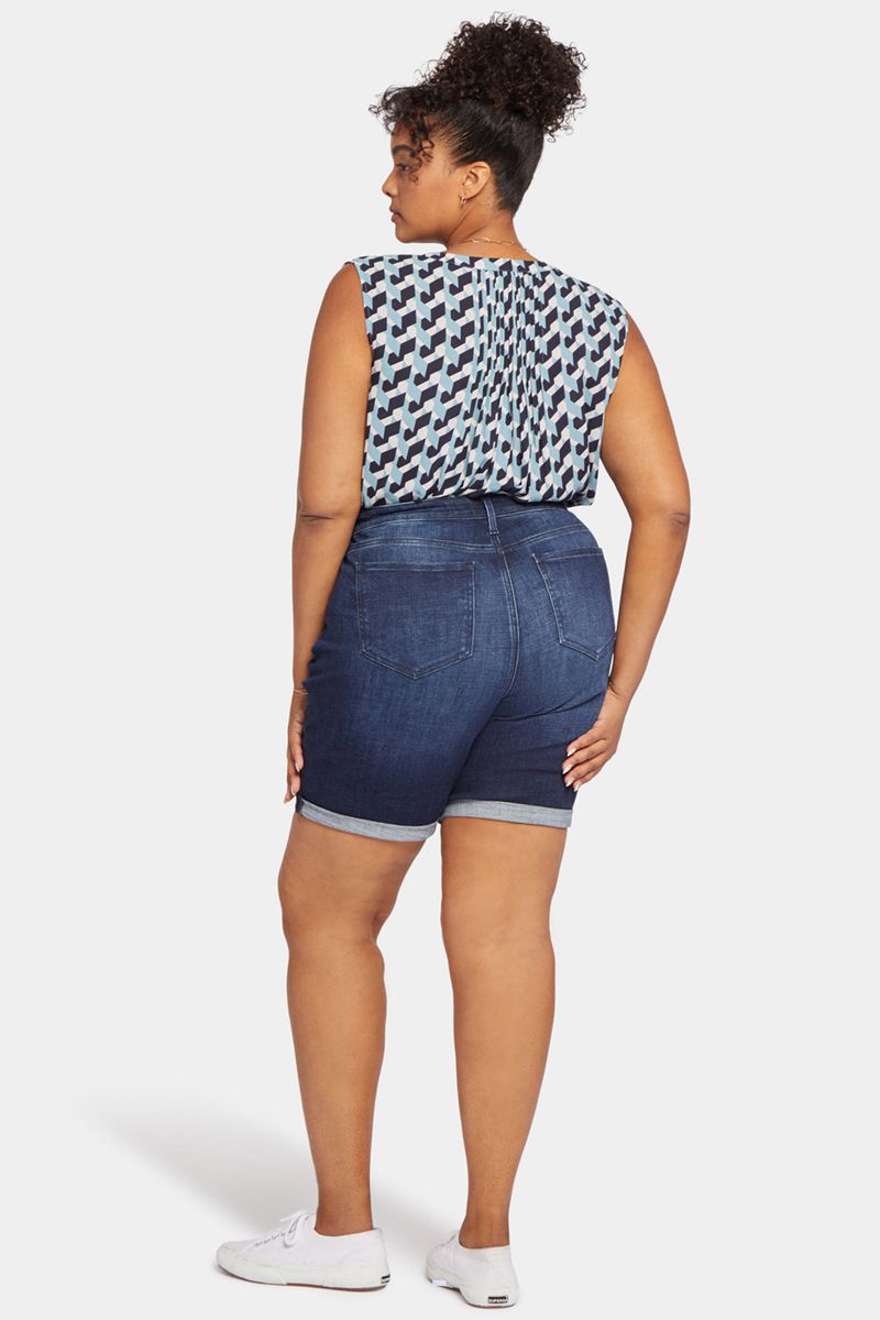 Navy Women's NYDJ Plus Ella Denim Shorts | NZ 094BWVUXK