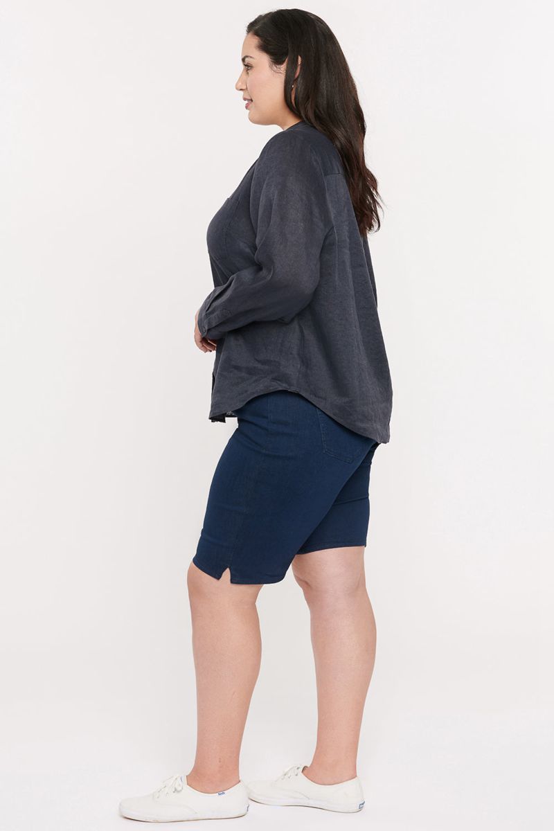 Navy Women's NYDJ Plus Linen Blouse | NZ 348FOKJEG