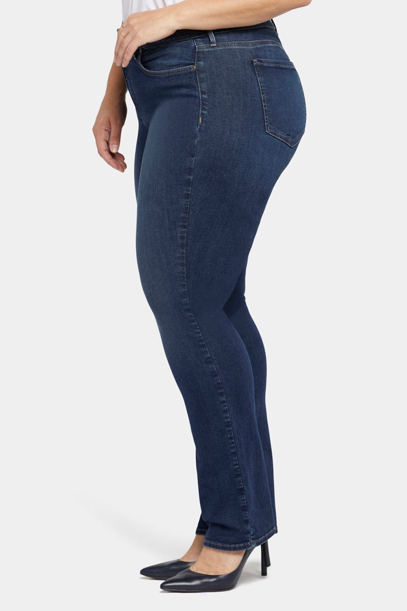 Navy Women's NYDJ Plus Marilyn Straight Jeans | NZ 023ESRHMX