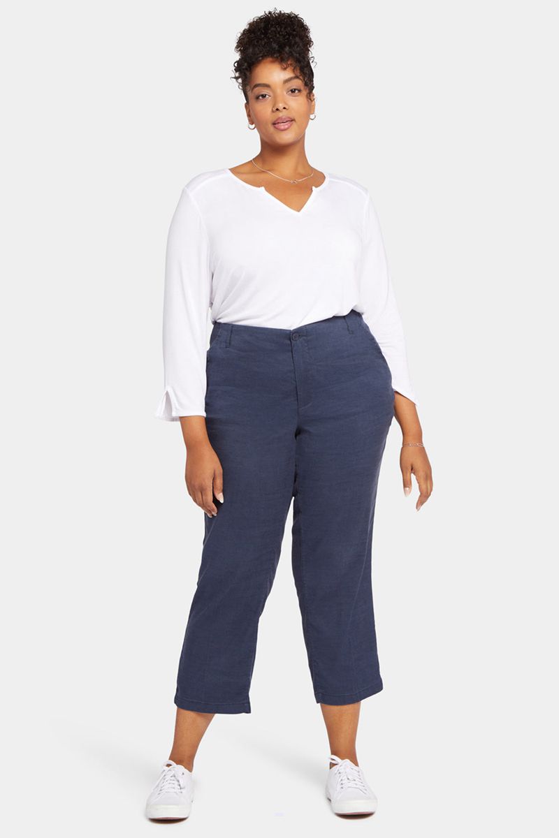 Navy Women's NYDJ Plus Marilyn Straight Ankle Pants | NZ 394OJVRNH