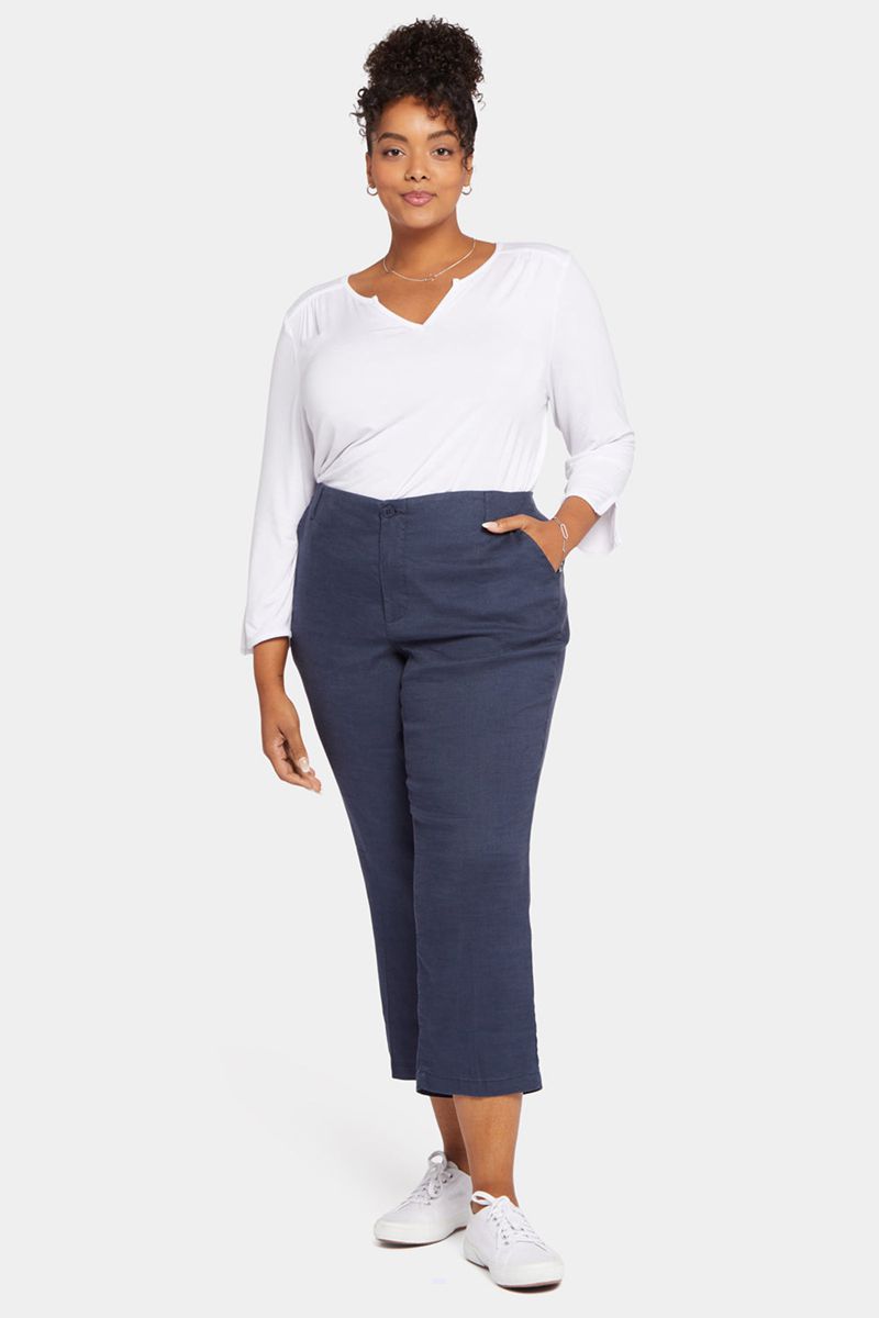 Navy Women's NYDJ Plus Marilyn Straight Ankle Pants | NZ 394OJVRNH