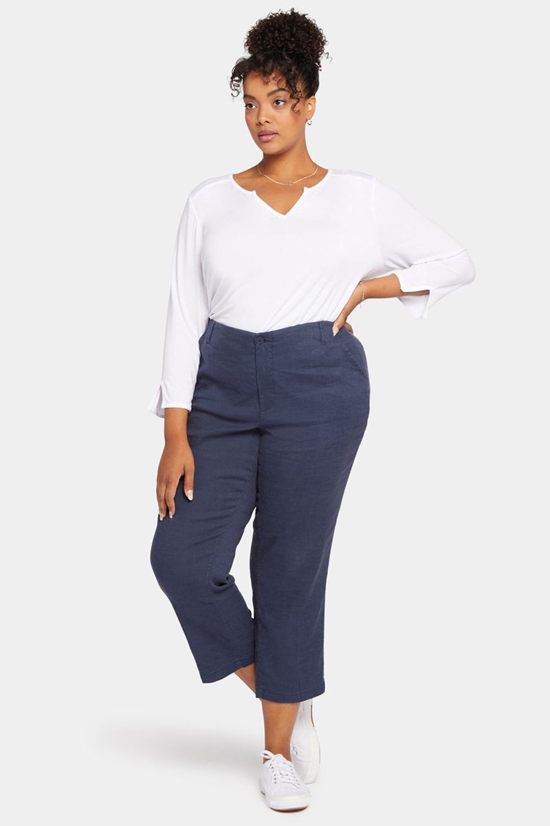 Navy Women's NYDJ Plus Marilyn Straight Ankle Pants | NZ 394OJVRNH