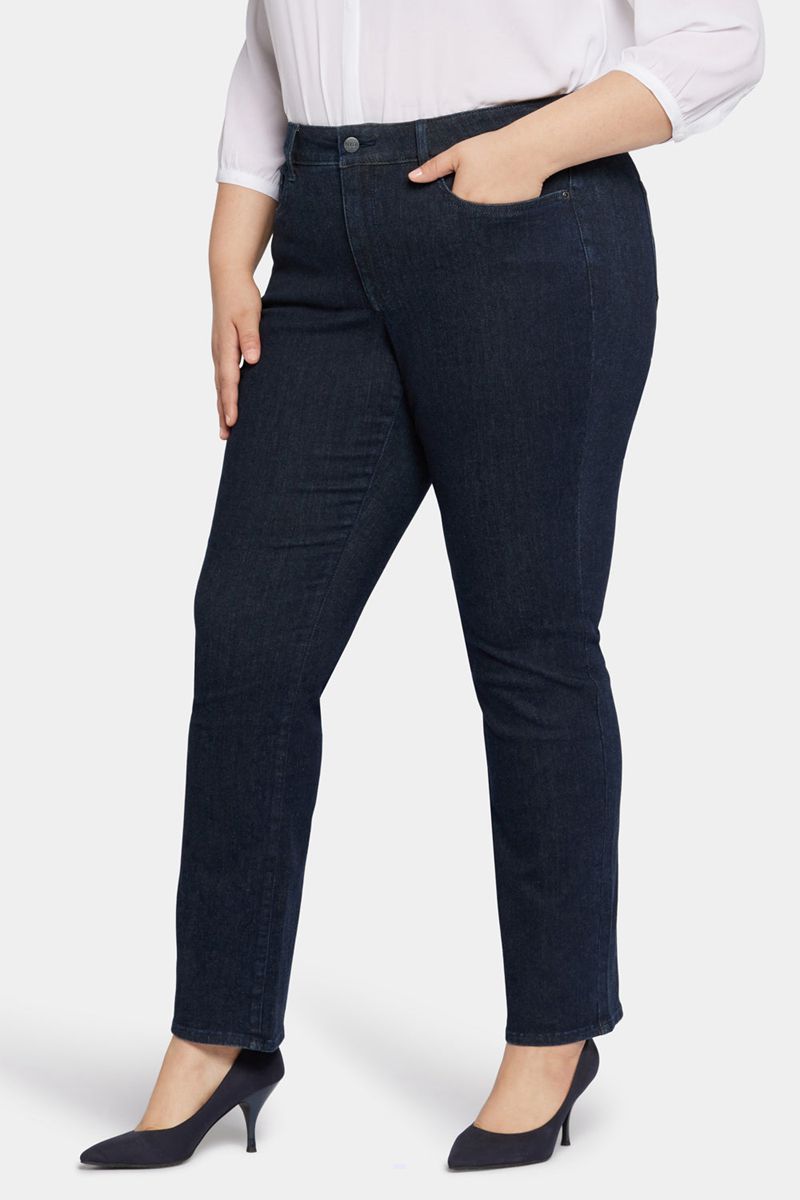 Navy Women's NYDJ Plus Marilyn Straight Jeans | NZ 458JADWMO