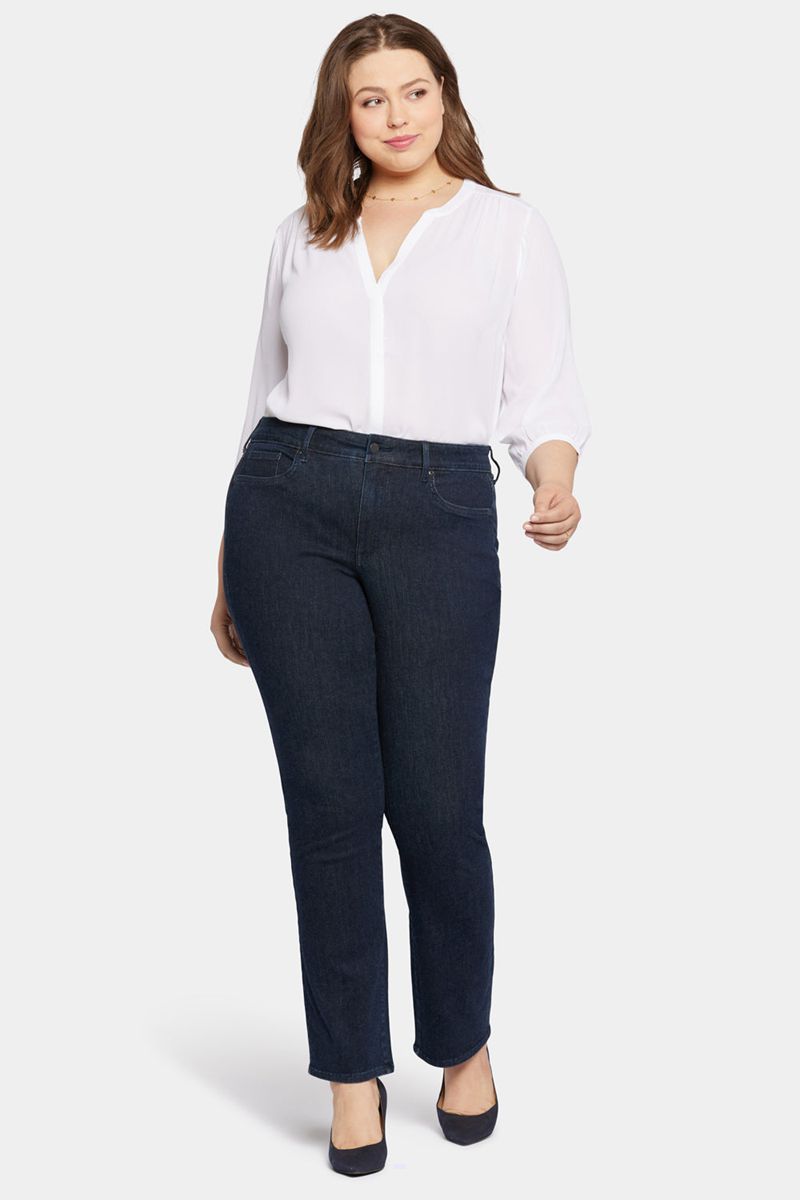 Navy Women's NYDJ Plus Marilyn Straight Jeans | NZ 458JADWMO