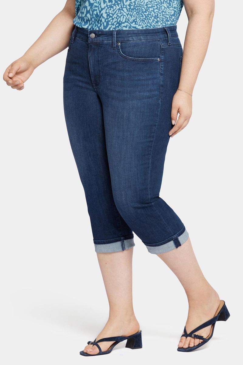 Navy Women's NYDJ Plus Marilyn Straight Crop Jeans | NZ 506LDWKZH