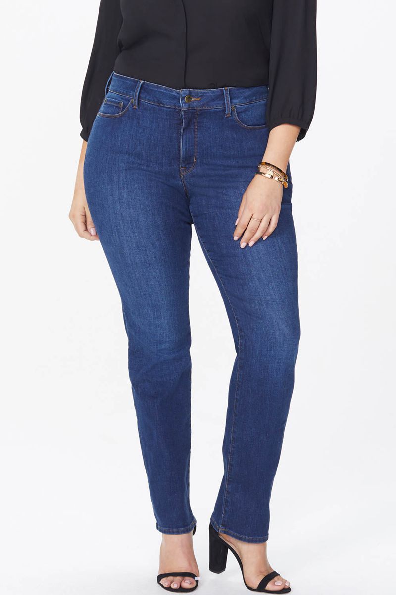 Navy Women's NYDJ Plus Marilyn Straight Jeans | NZ 962ZWKIXP