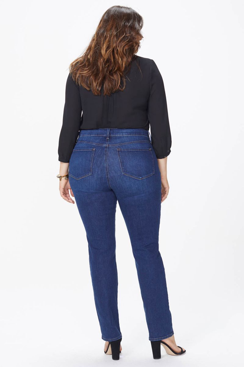 Navy Women's NYDJ Plus Marilyn Straight Jeans | NZ 962ZWKIXP