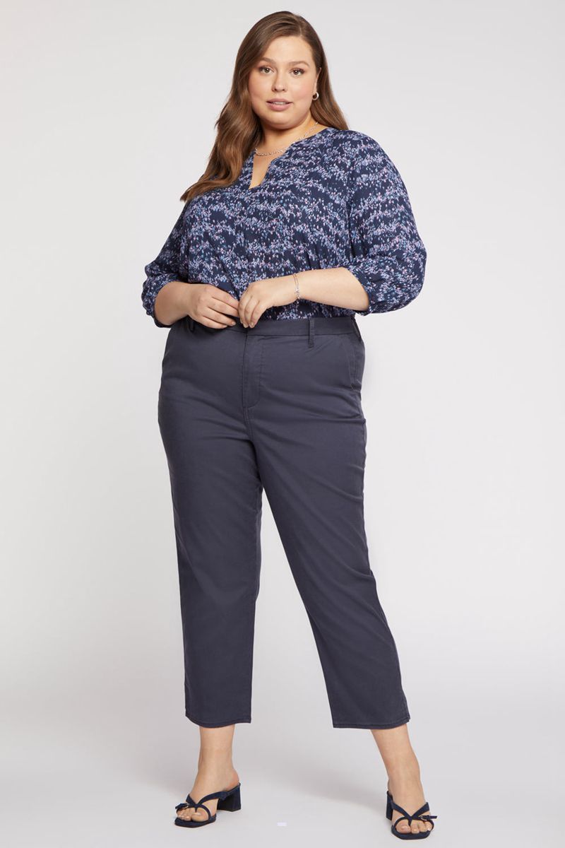 Navy Women's NYDJ Plus Relaxed Ankle Trouser Pants | NZ 450NLOMIC