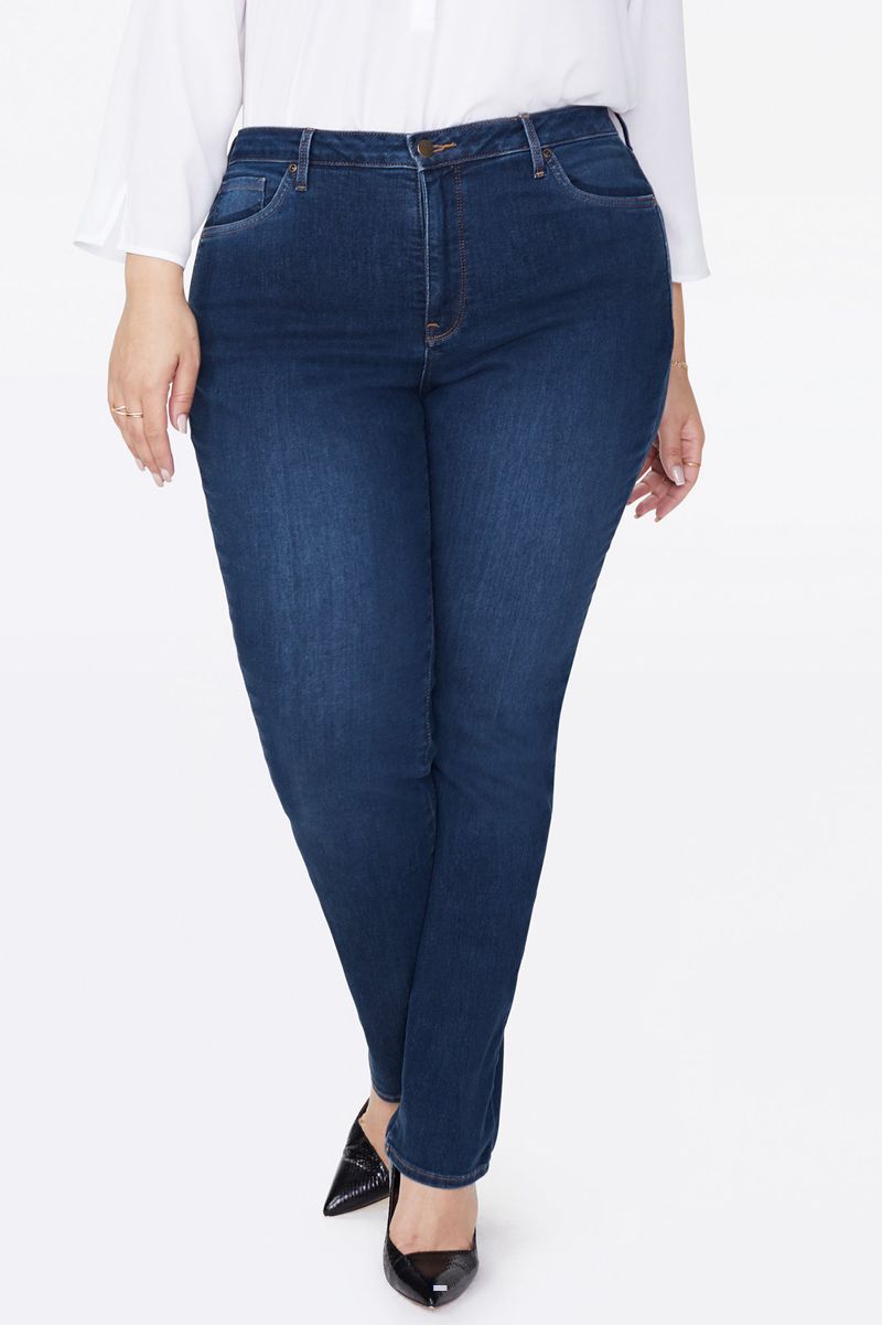 Navy Women's NYDJ Plus Sheri Slim Jeans | NZ 596ZSWLER