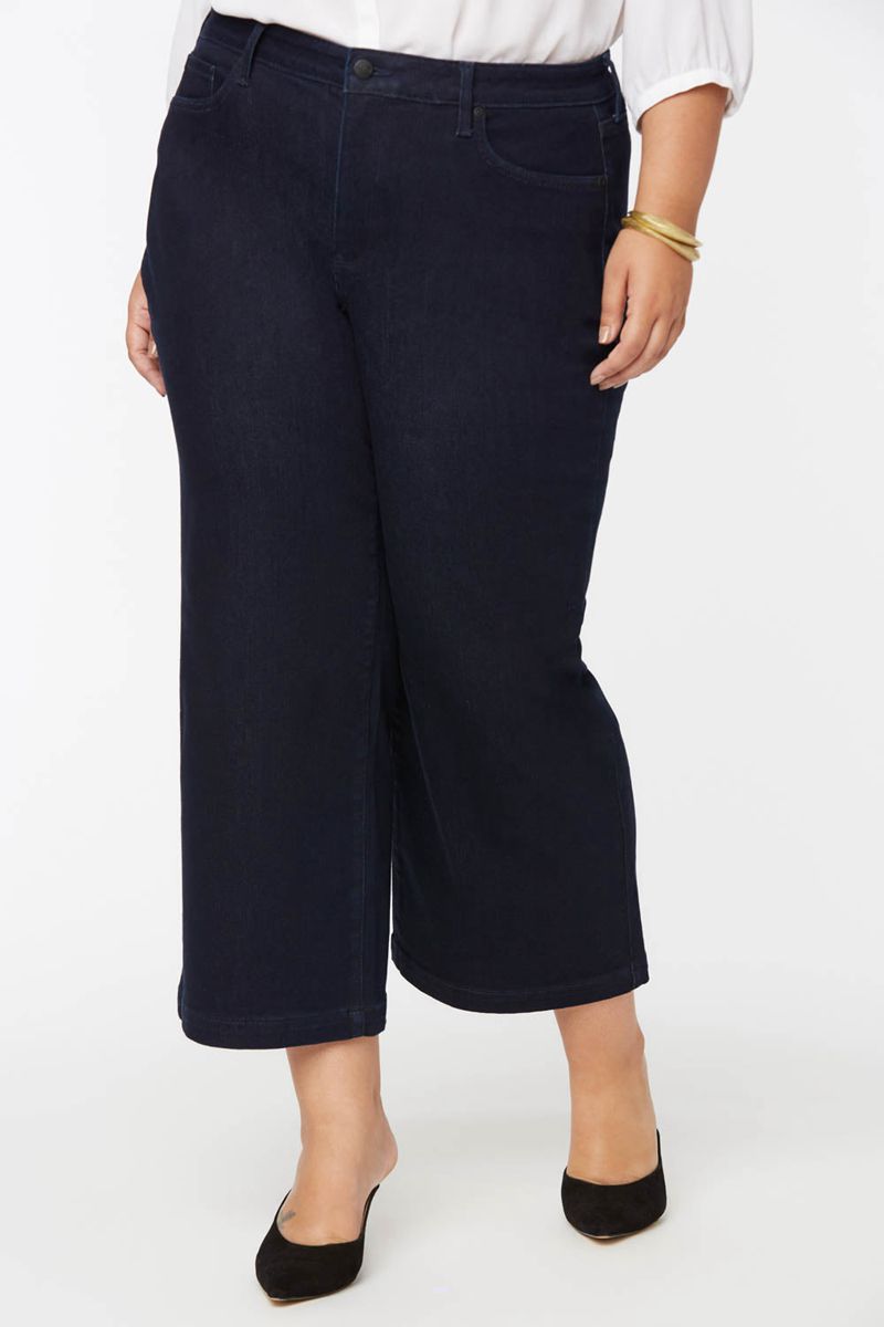 Navy Women's NYDJ Plus Teresa Wide Leg Ankle Jeans | NZ 429ATZKPQ