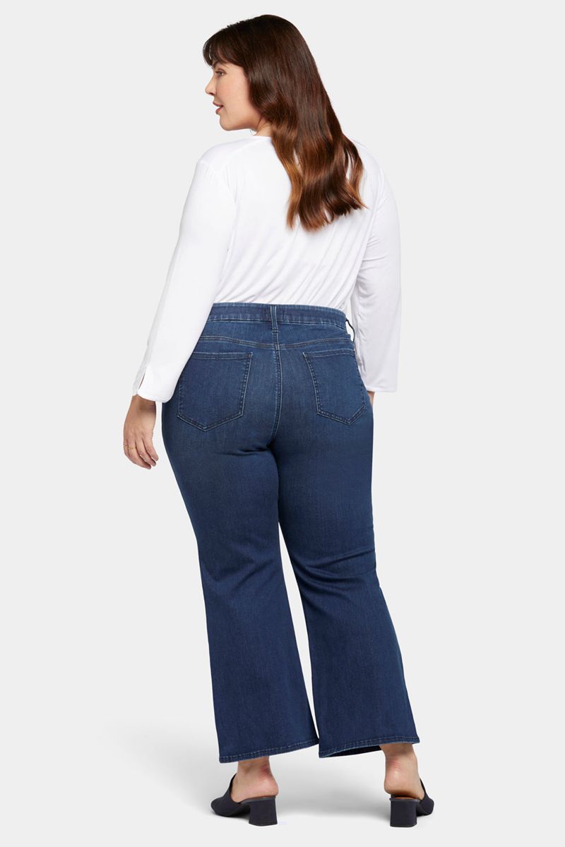 Navy Women's NYDJ Plus Waist-Match™ Relaxed Flared Jeans | NZ 281KTJGZS