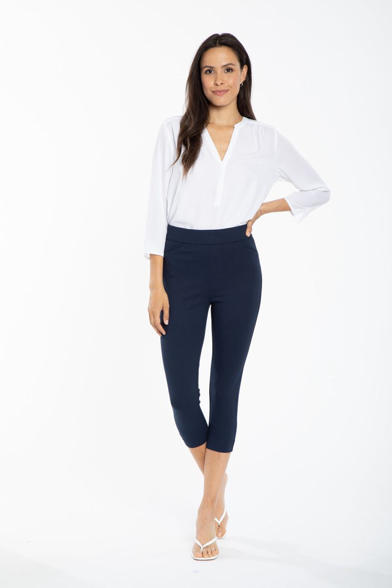 Navy Women's NYDJ Pull-On Capri Leggings | NZ 461YTIJVX