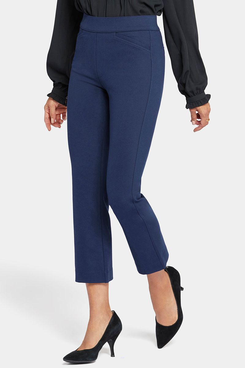 Navy Women's NYDJ Pull-On Straight Crop Pants | NZ 635UCEHXM